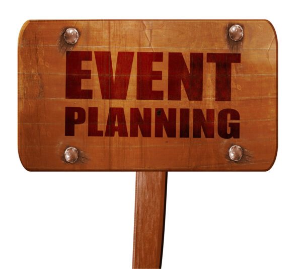 event  planning, 3D rendering, text on direction sign