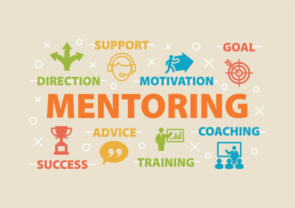 MENTORING Concept with icons and signs