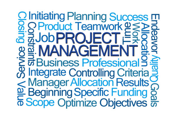 Project Management Word Cloud on White Background